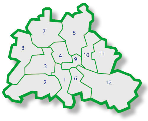 Berlinkarte mit Standorten der Rheuma-Liga